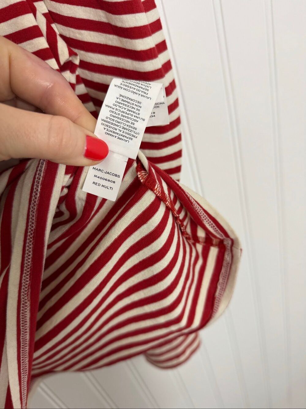 Marc Jacobs Striped Puff Long Sleeve Top Size XS Red White 100% Cotton - Picture 7 of 8